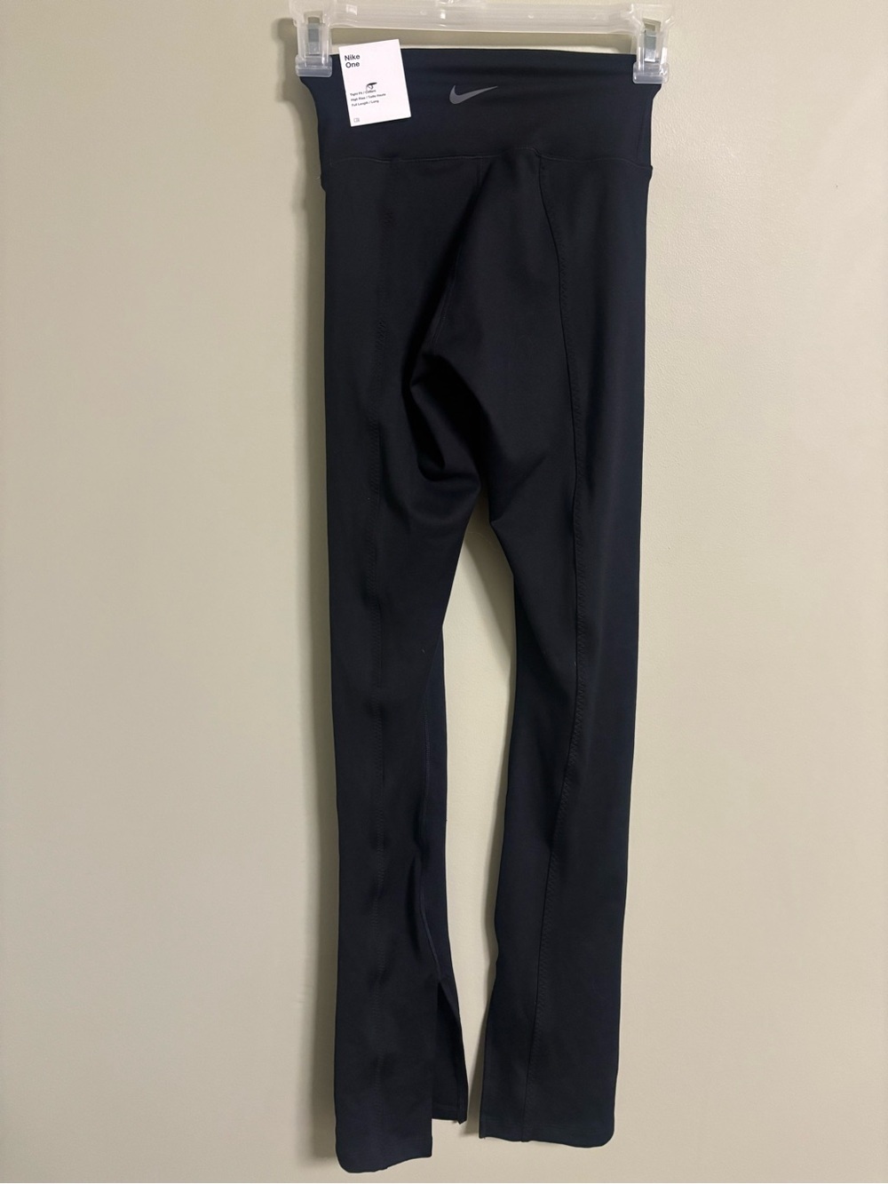 Nike One Dri fit High-Waisted Full-Length Split-Hem Leggings Size XS New Black - Picture 2 of 9